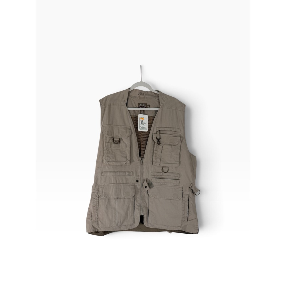 Cabela's Safari Series Men's XL British Tan Cotton Fishing Utility Vest NWT